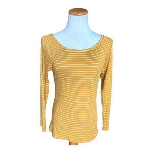 NWT Womens Willow Young Contemporary Striped Cross Cross Back Goldenrod Shirt XL